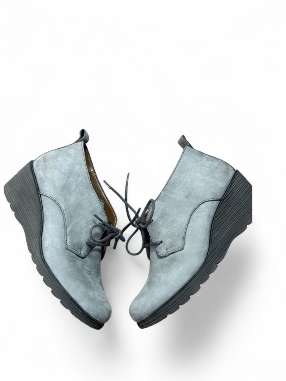 Dansko Gray Suede Lace-Up Wedge Boots - Picture 2 of 9